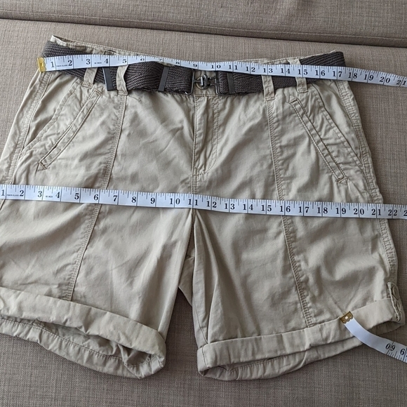 CALVIN Klein cotton safari belted shorts with pockets beige tan color size 10 B1 - Picture 8 of 9